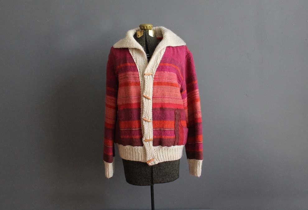 Vintage Woven Toggle Jacket. Size Medium