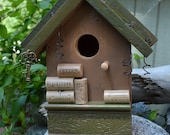 Birdhouse Handmade Recycled Wren House Decorative Birdhouses Repurposed Corks Outdoor Garden Yard Art  Wood Bird Box Free Shipping
