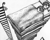 Fairy Tale Art - The Princess and the Pea - children prints illustrations (LARGE VERSION)