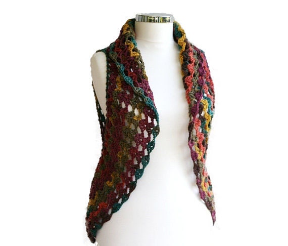 Vest in Mustard Yellow, Teal Blue, Plum Purple, Cinnamon - Women Teens Accessories - Fall Winter Fashion -  Multicolor Sweater - Hippie Ves