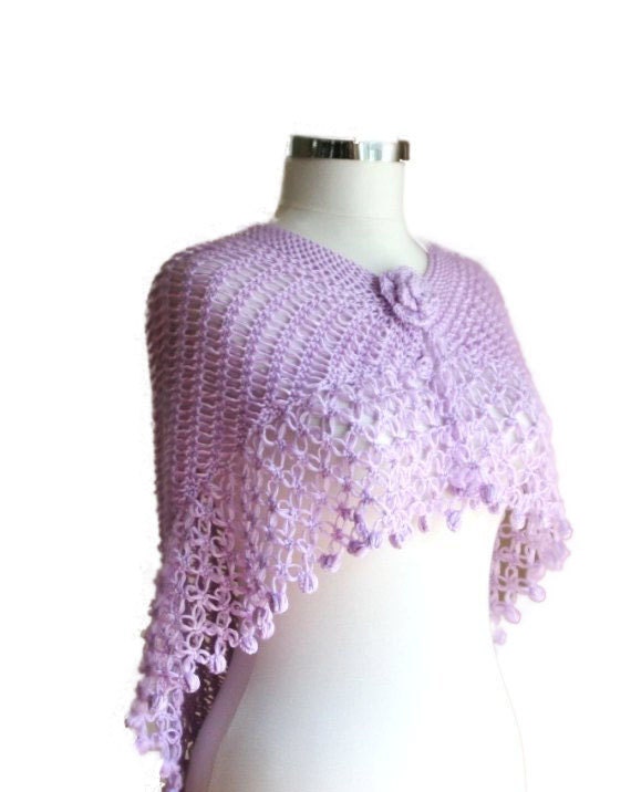 Lavender Capelet Scarf  with a Flower for Spring and Summer
