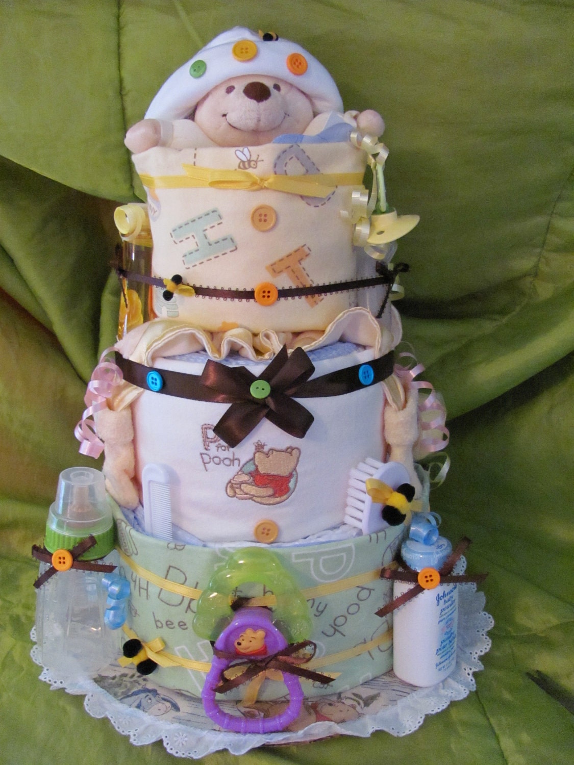 Winnie the Pooh Baby Diaper Cake by sugarpea73 on Etsy