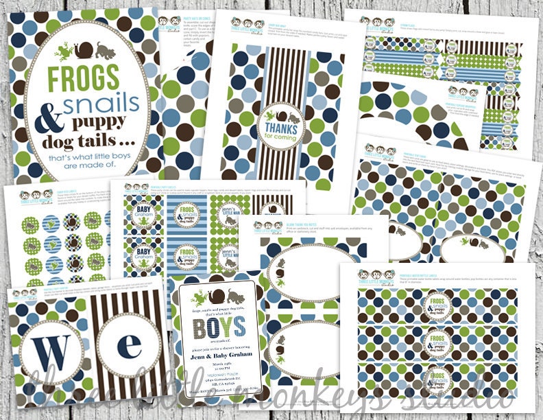 Frogs Snails and Puppy Dog Tails Baby Shower Party Pack Il_170x135