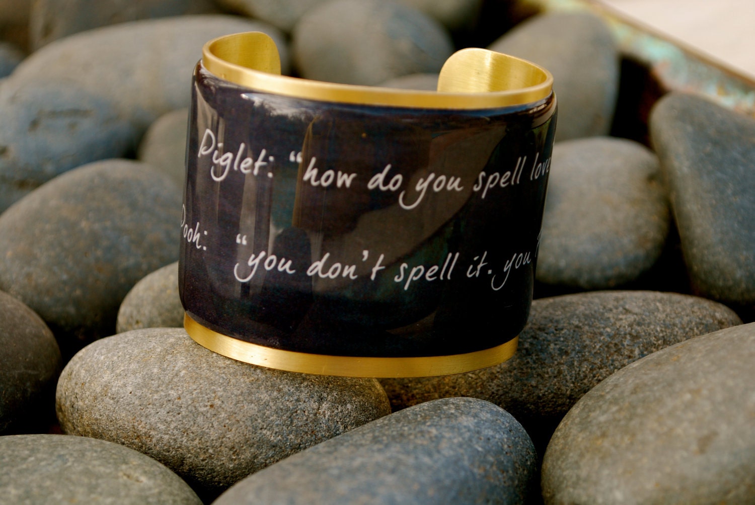 Rustic Cuff - Piglet and Pooh Quote on a Gold or Silver Cuff Bracelet  -  B10
