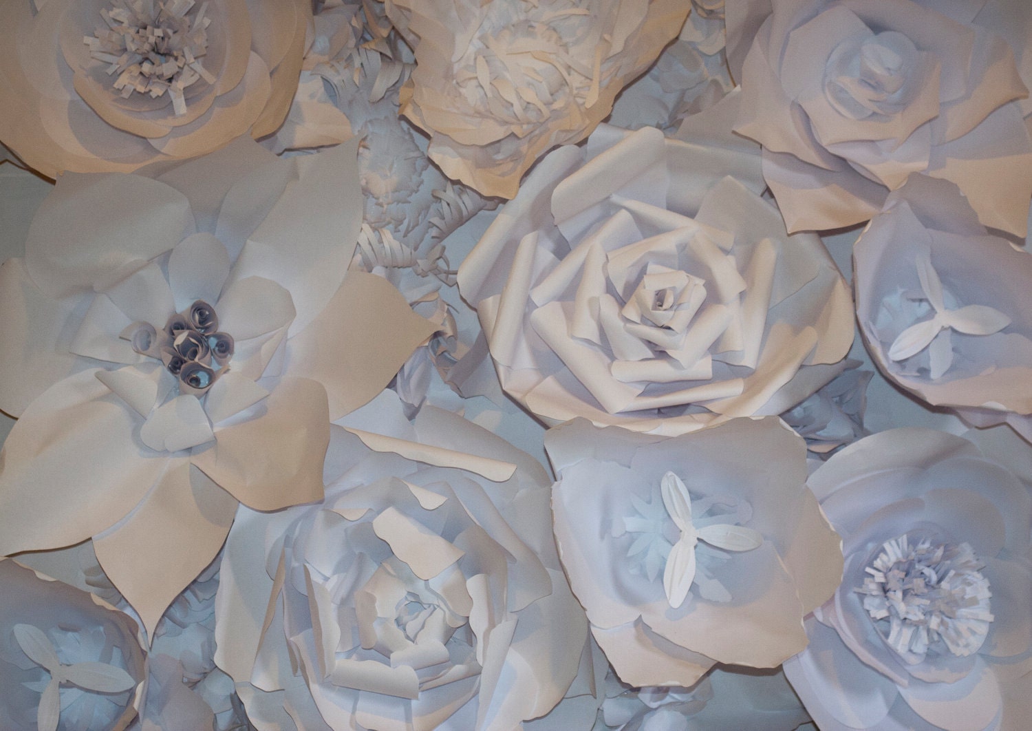 Wedding & Event Backdrop Background - Handmade Large Paper Flowers 5' x 7'