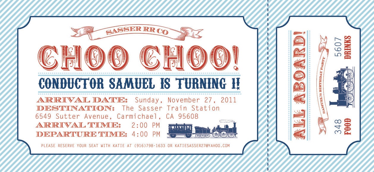 Train Birthday Party Boarding Pass Invitation