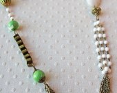 Vintage Reclaimed Turquoise White Marble & gold Necklace
