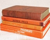 Paprika Color Collection Of Decorative Vintage Books Set