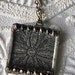 Vintage Charcoal Black Square Tile & Rhinestone Pendant