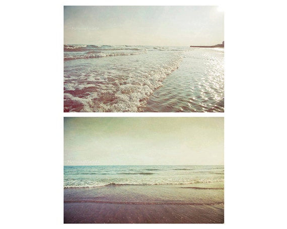 25% Off SALE Two photos. 16x24. Dreamy Ocean Photographs. large size wall art. summertime, beach photos, cottage art