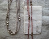 Kanae Necklace in Sky Pink  / Textile & Brass