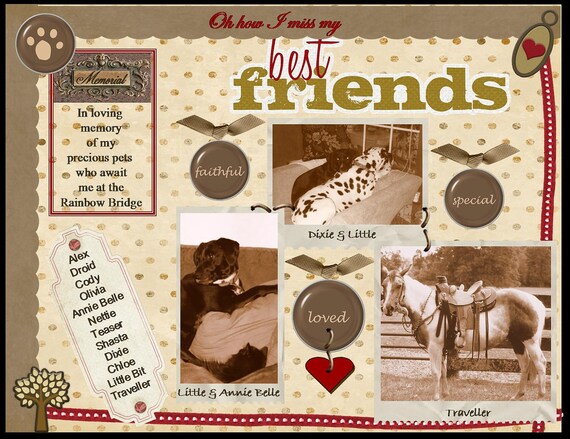 Items Similar To Custom Pet Memorial Scrapbook Page Premade On Etsy