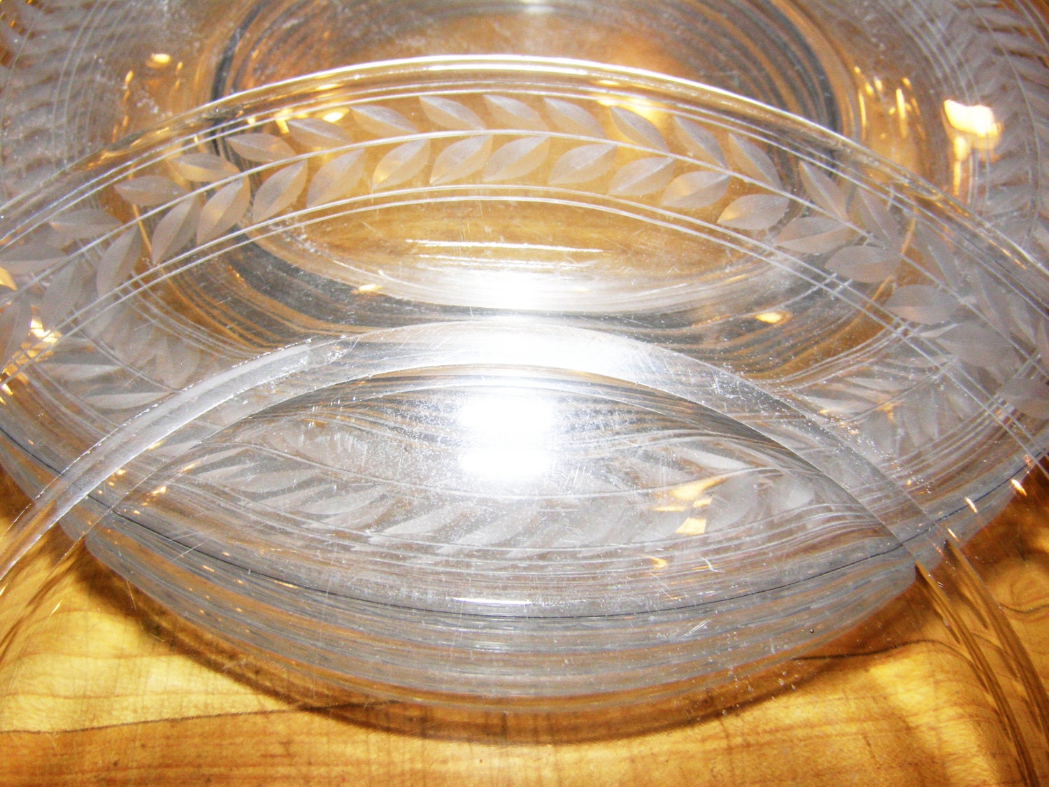 VERY RARE True Vintage Fostoria Laurel Clear Cut Glass Plate 7.5 inch Dessert or Salad