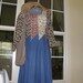 Vintage Dress 70s Hippie Boho Dress is Denim with Calico Type Patchwork of Scarf-like Fabric