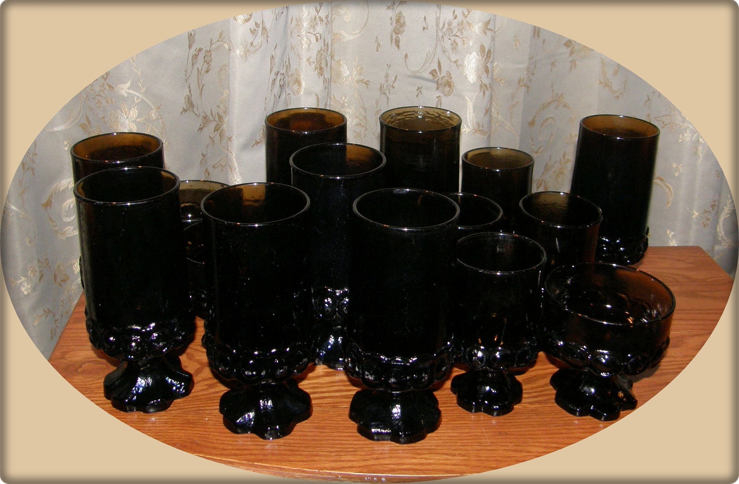 15 Pieces Vintage Franciscan Madiera Smoke Assorted Glassware Gothic Look