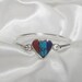 Sterling Silver Inlaid Stone Heart Bracelet - Carnelian, Turquoise, Lapis - Vintage