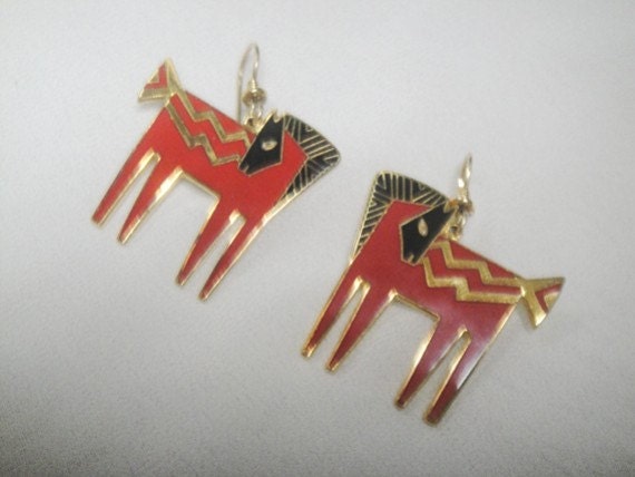 Laurel Burch Temple Horse Earrings - Vintage