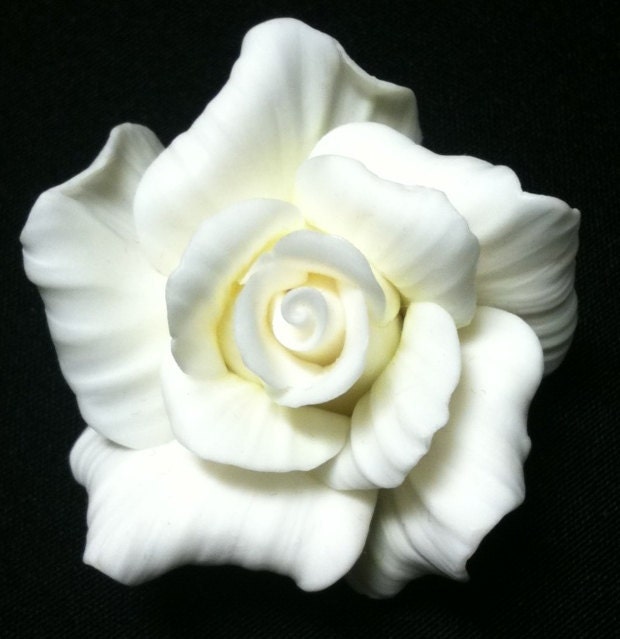 White Rose - Handmade Rose Brooch