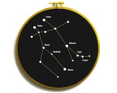 Gemini constellation star chart in embroidery hoop: Gemini Star Sign