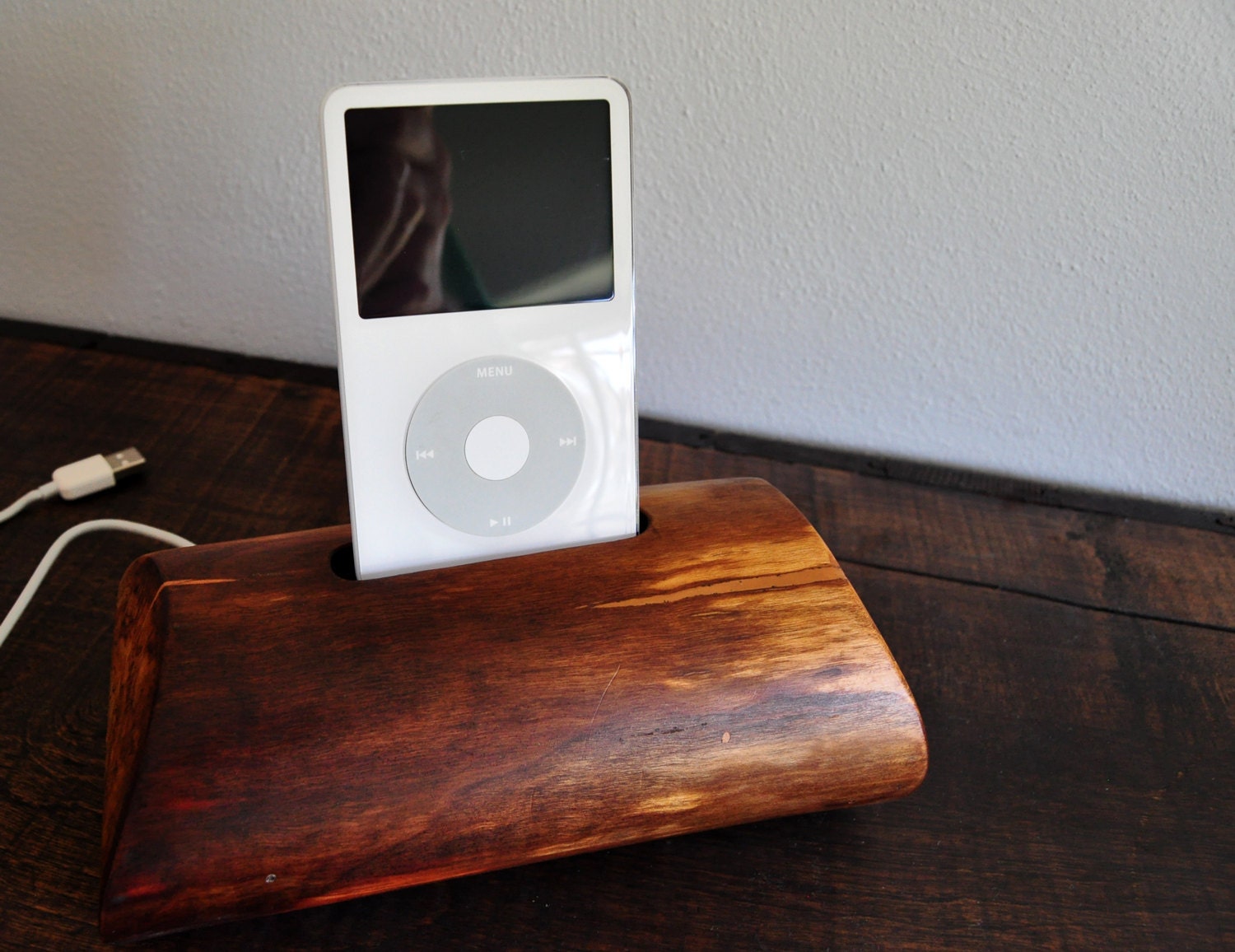 iPhone and iPod Dock in Wood - Stylish Docking Station - USB Cable Included