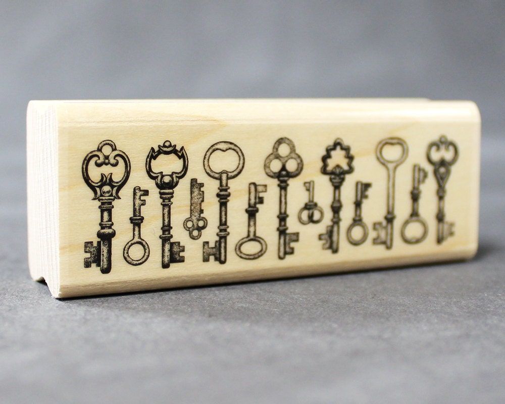 Cyber Monday Rubber Stamp Vintage Key Border DIY Wedding Favors FREE SHIPPING