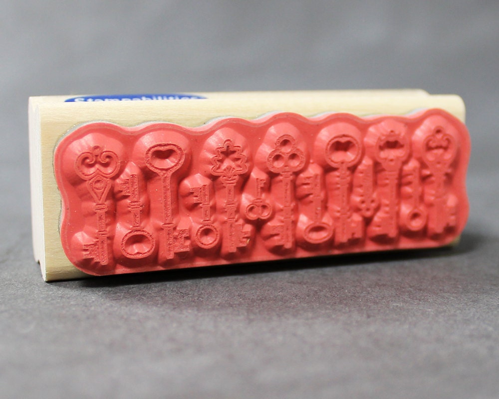 Cyber Monday Rubber Stamp Vintage Key Border DIY Wedding Favors FREE SHIPPING