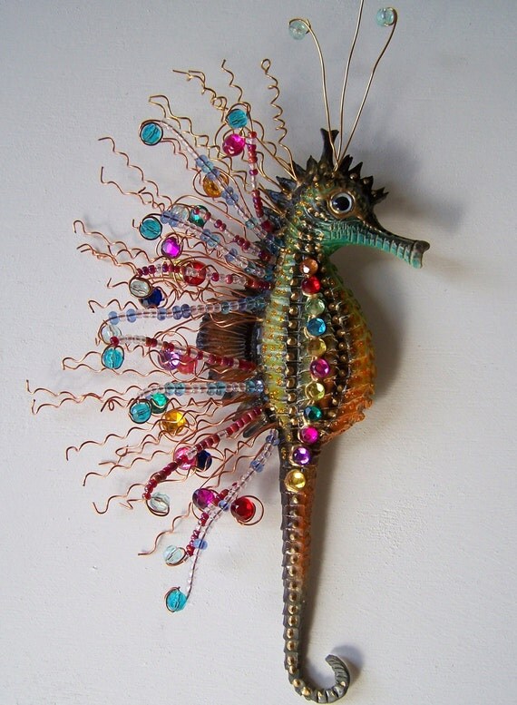 Seahorse art wall sculpture home decor by artistJP on Etsy