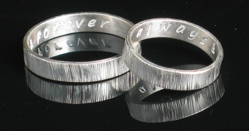 Sterling Silver Ring 4mm Vertical Texture Band - Single Personalized Stamped / Unisex