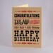 Happy Birthday Card Greeting Card "Too Old to Die Young" Black and Red Screenprint