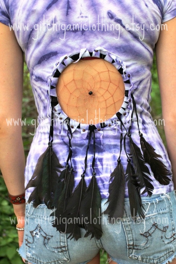 Native Dreamcatcher Cut Out Tie Dye Festival Fringe Hippie Shirt