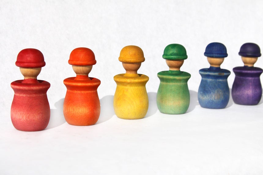 Little People Helmet Pals wooden doll set.