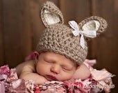 SALE Peas and Quiet Signature Sweet Taupe Vintage Lace Easter Bunny Photography Prop Available in Newborn, 0-3, 3-6 and 6-12 months