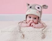 SALE Peas and Quiet Signature Baby Girl Cow Hat Photography Prop Available in Newborn, 0-3, 3-6 and 6-12 months