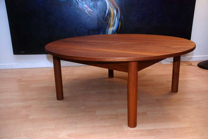 Danish Modern Teak Round Coffee Table Wegner Eames Era