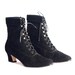 Black Suede Fold Over Low Heel Lace Up Boots 7.5 N