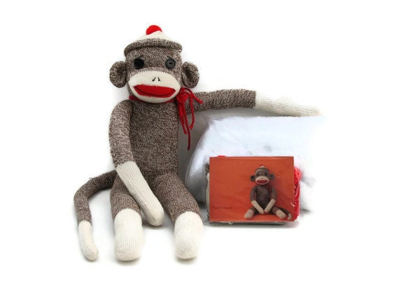 Sock Monkey Kit with pattern Pre- Sewn - You Don't Need a Sewing Machine