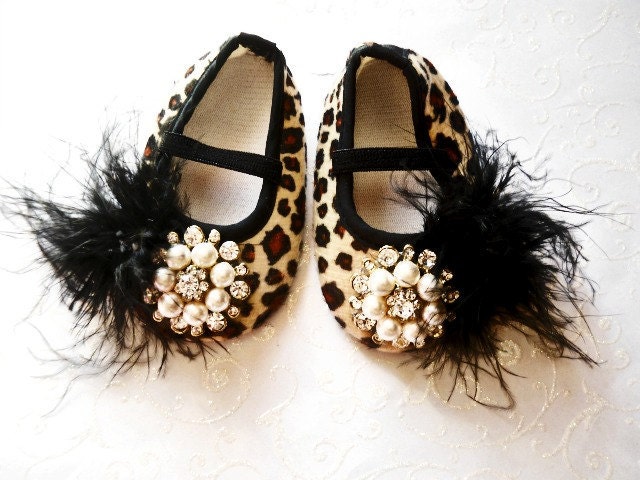 Glamour baby girl shoes,Booties -Baby Crib Shoes - Leopard Baby shoes.THE ORIGINALS.