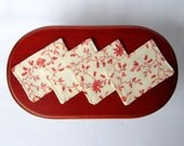 Dollhouse Miniature Reversible Placemats Set of 4, In 1:12 Scale - Light Red Shabby Chic Floral