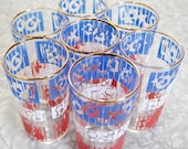 Set of 7 retro red white and blue music notes tumblers in red white and blue - jessiretro