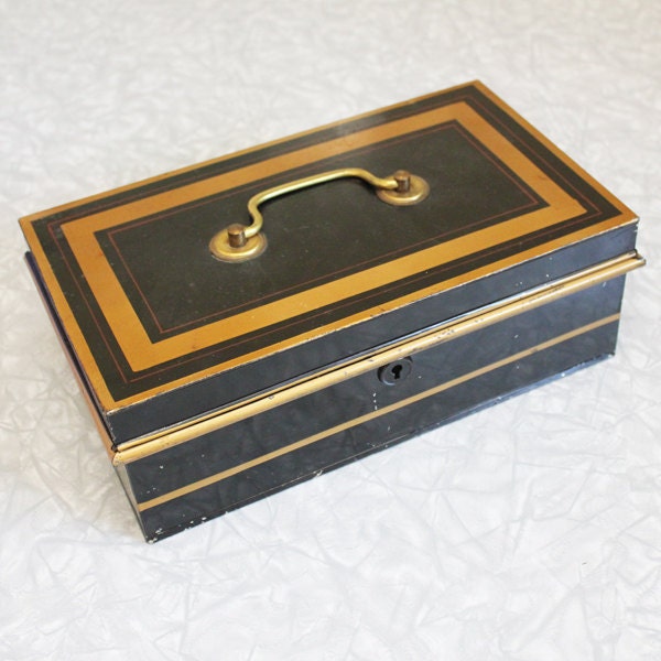 Items similar to Vintage tin cash box made in England on Etsy