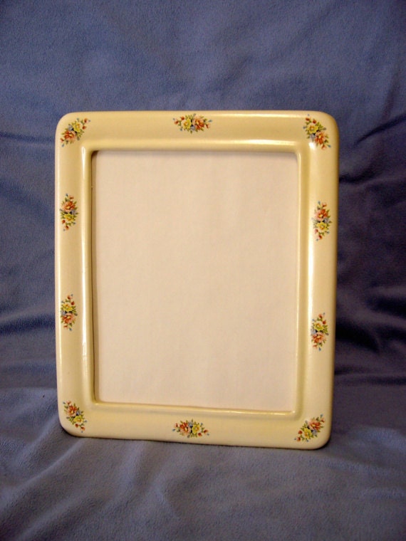 ceramic photo frame - large yellow decorated photo frame