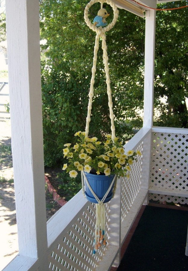 plant hanger - yellow macrame whimsical