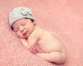Hand Knit Baby Otis Cap - Alternating Cable pattern with Bow