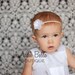 White Baby Girl Headbands Flower Headband Rose Headband Wedding Baptism Fits Newborn Toddler or Adult