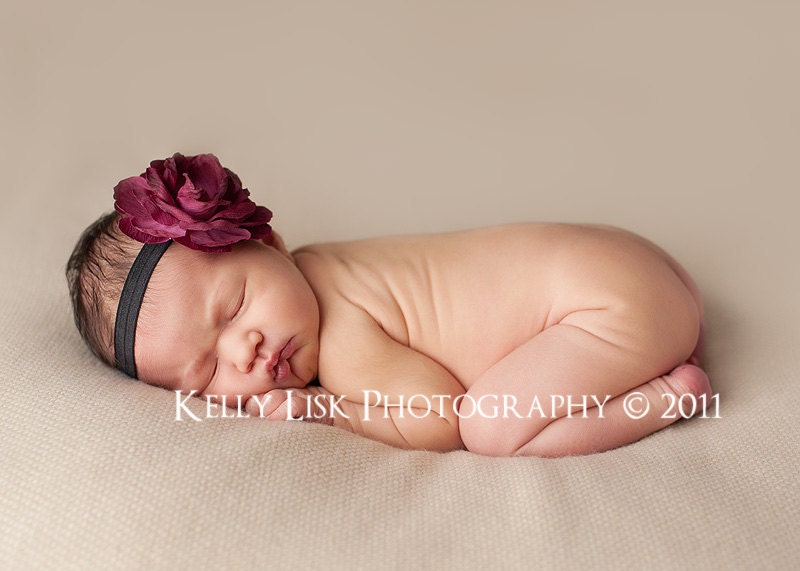 Baby Headband - Wine Flower Headbands - Newborn Headband - Free Shipping Promo
