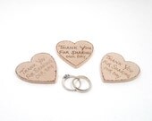 Rustic Wedding favors custom made.  25 wood burned heart thank you magnets. YOUR saying of choice.