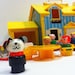 Vintage Fisher Price House Blue and Yellow Play Family