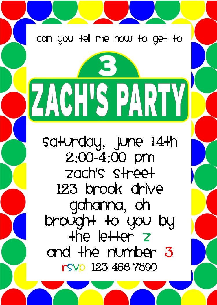 Sesame Street birthday invitation - DIY you print customized card by 2fungraphics Il_170x135
