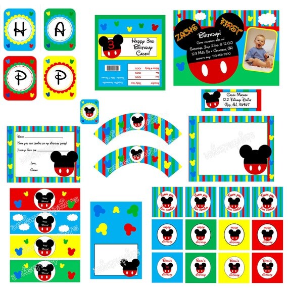 Mickey Mouse clubhouse inspired party with customization .... printable party supplies no invite by 2fungraphics Il_570xn