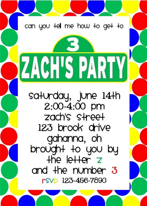 Sesame Street birthday invitation - DIY you print customized card by 2fungraphics Il_570xn